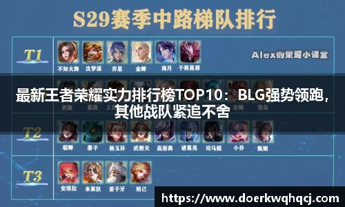 最新王者荣耀实力排行榜TOP10：BLG强势领跑，其他战队紧追不舍